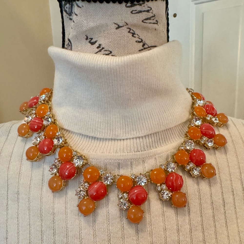 Elegant Orange and Pink Beaded Necklace
